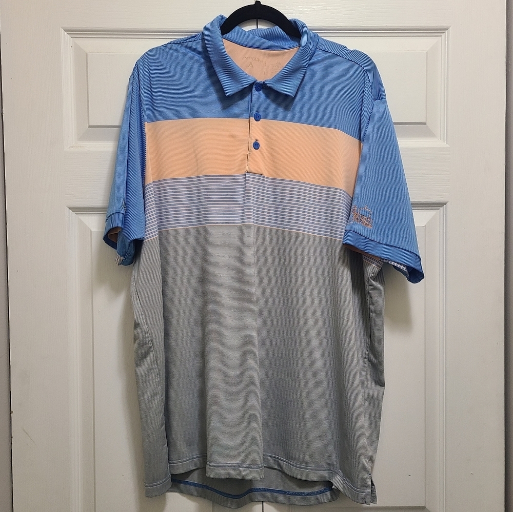 Antigua Mens‎ Polo Golf course on sleeve Size XL Stripe